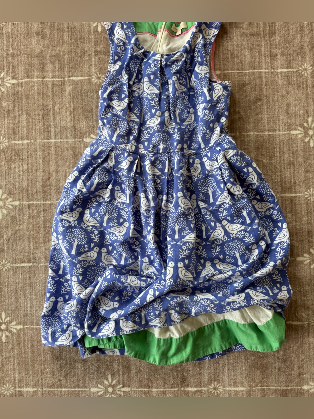 Girls' Mini Boden Blue Printed Sleeveless Dress